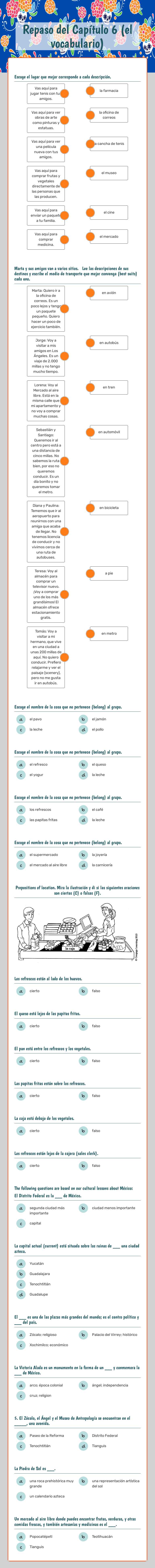 Repaso del Capítulo 6 (el vocabulario) Grade 11 worksheet preview