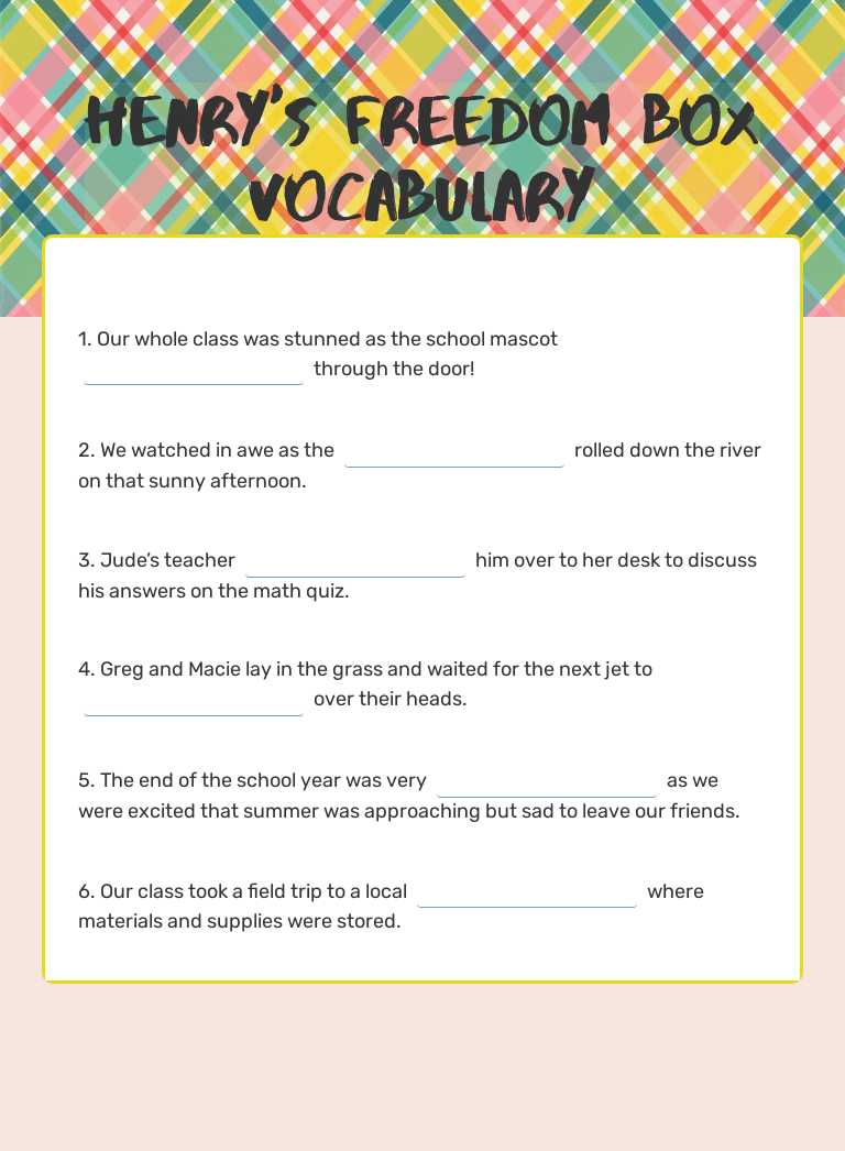 Henry's Freedom Box Vocabulary worksheet preview image