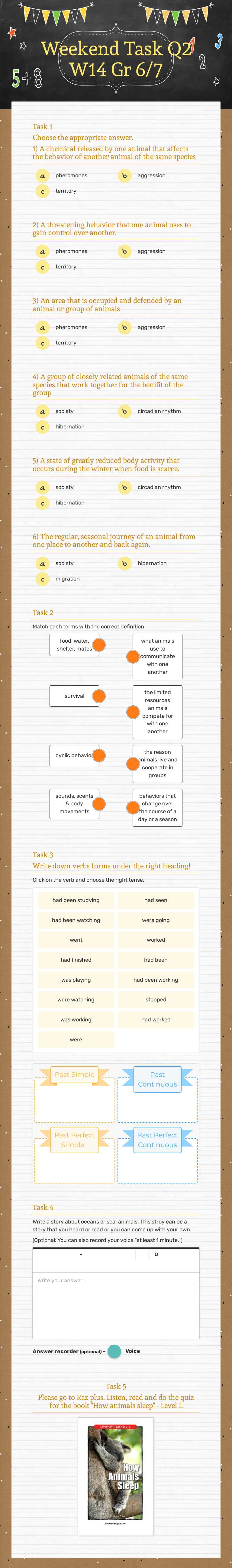 Weekend Task Q2 W14 Gr 6/7 worksheet preview image