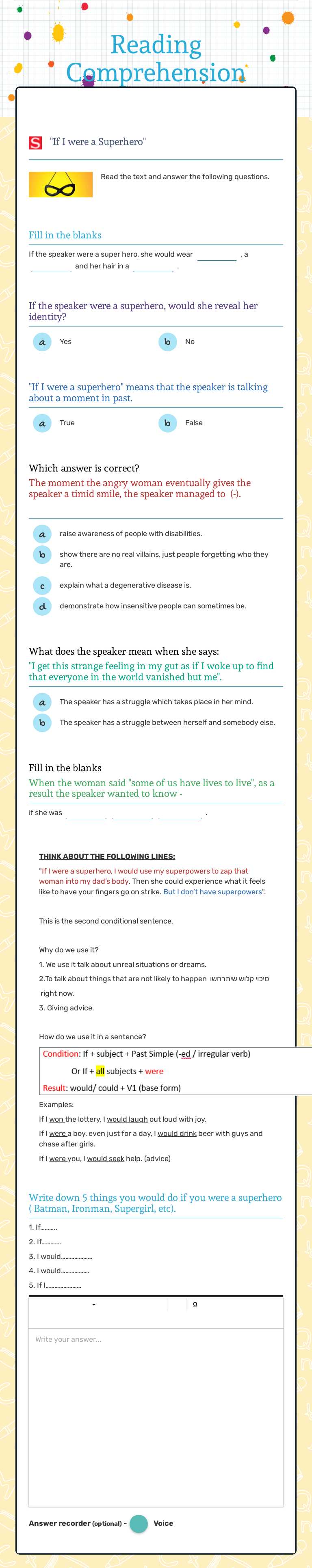 Reading Comprehension worksheet preview image