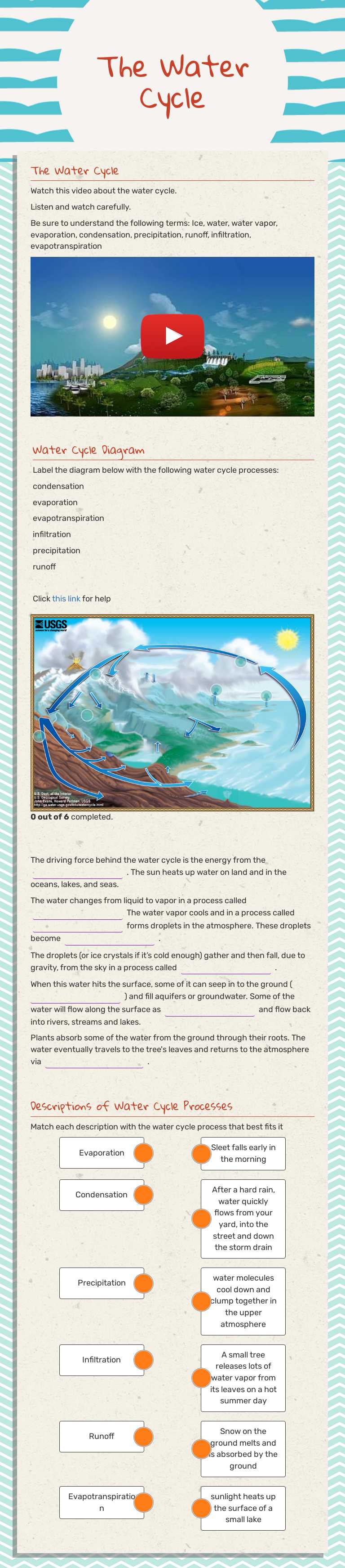 The Water Cycle Grade 3 worksheet preview