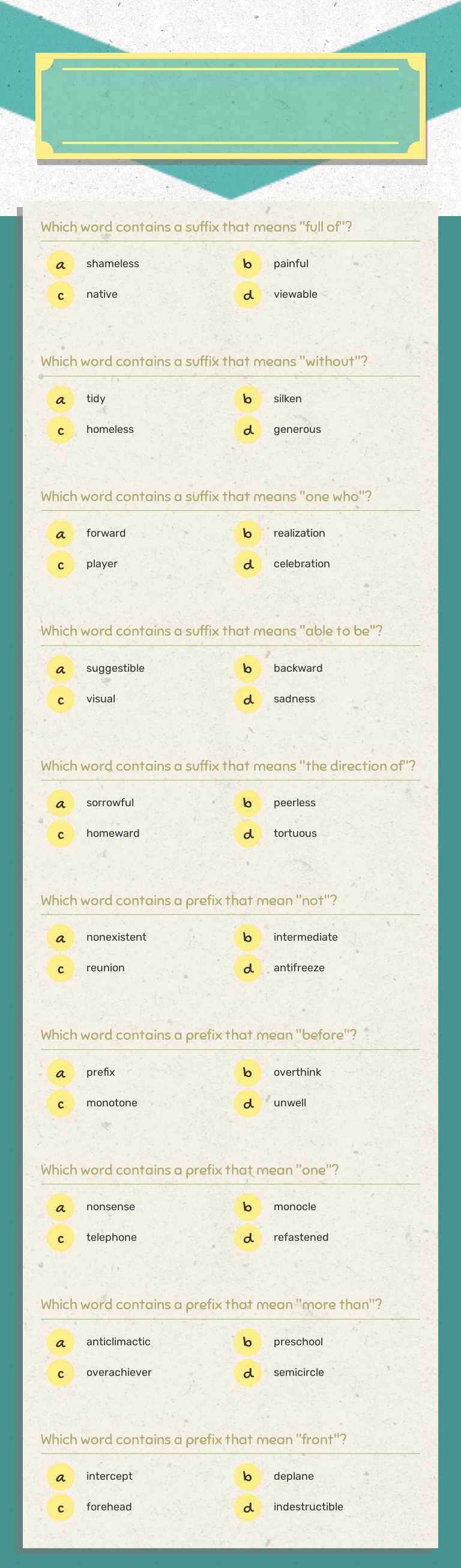 #2 -Affixes (Prefixes and Suffixes) worksheet preview image