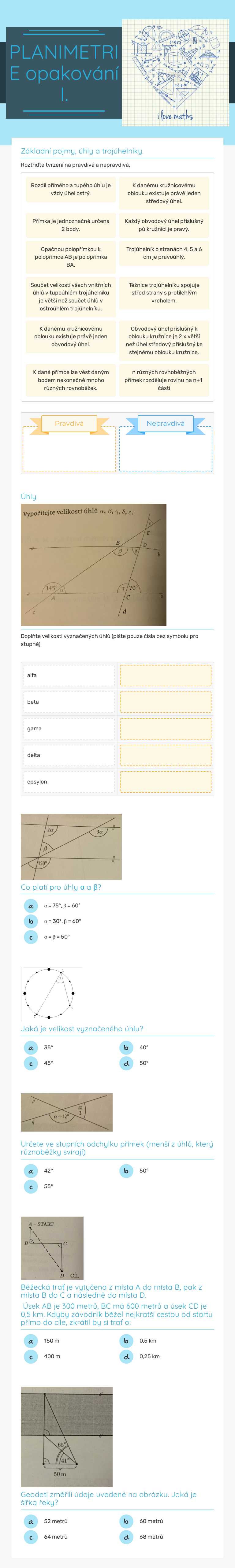 PLANIMETRIE
opakování I. worksheet preview image
