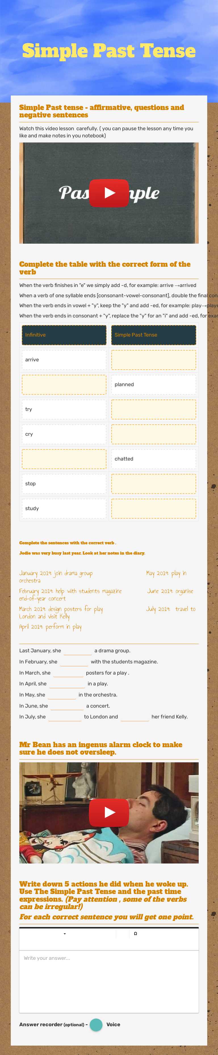 Simple Past Tense worksheet preview image