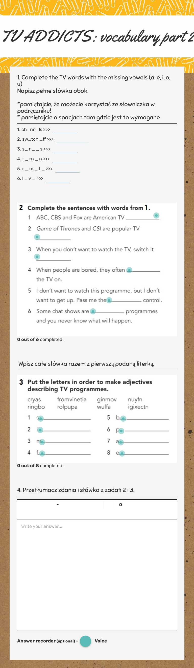 TV ADDICTS:
vocabulary part 2 worksheet preview image