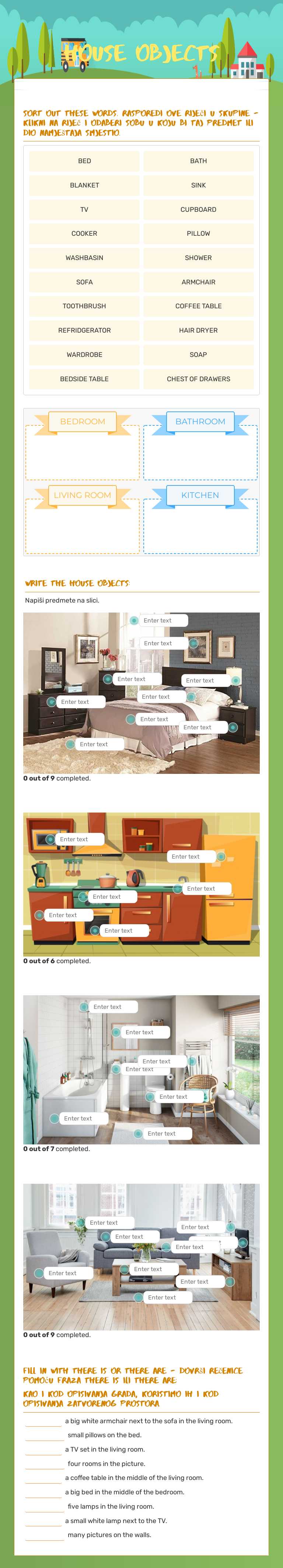 house objects Grade 5 worksheet preview