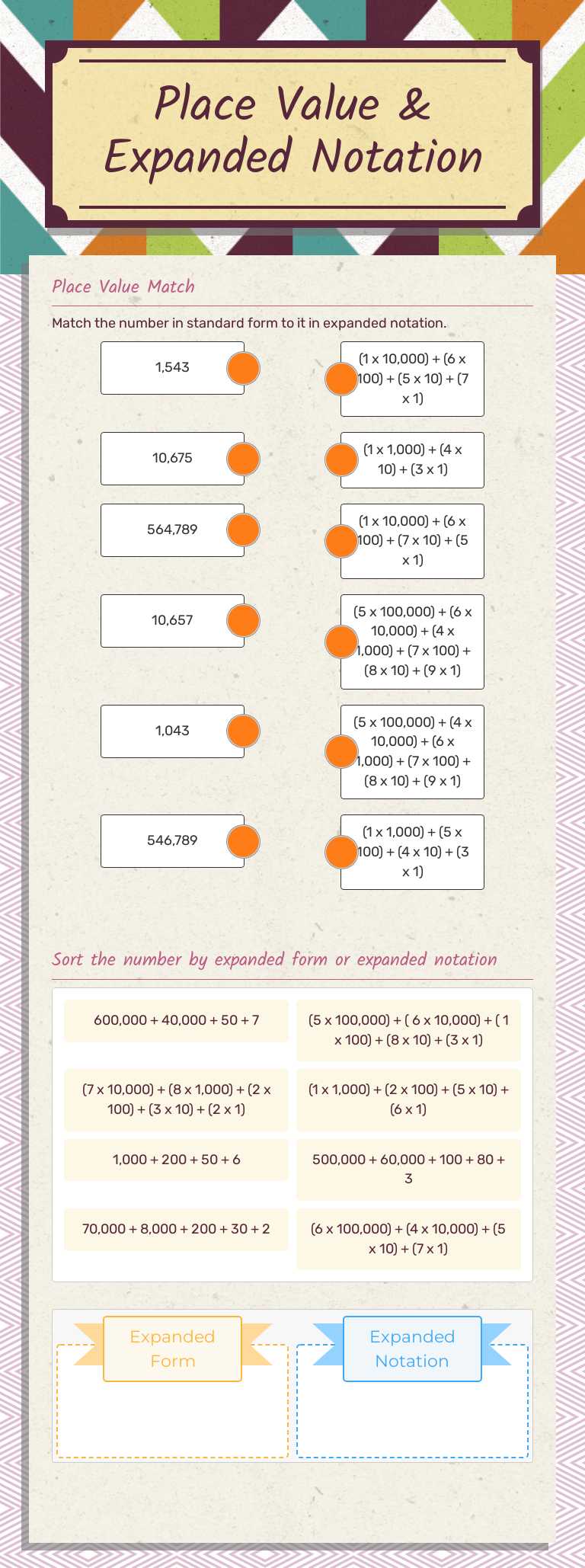 Place Value  &
Expanded Notation worksheet preview image