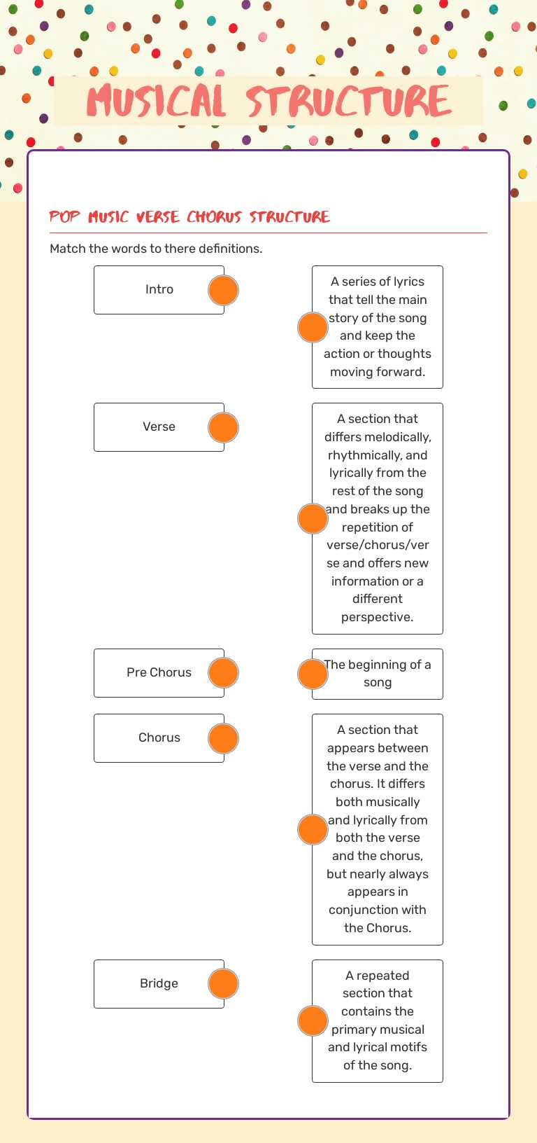 Musical Structure Grade 7 worksheet preview