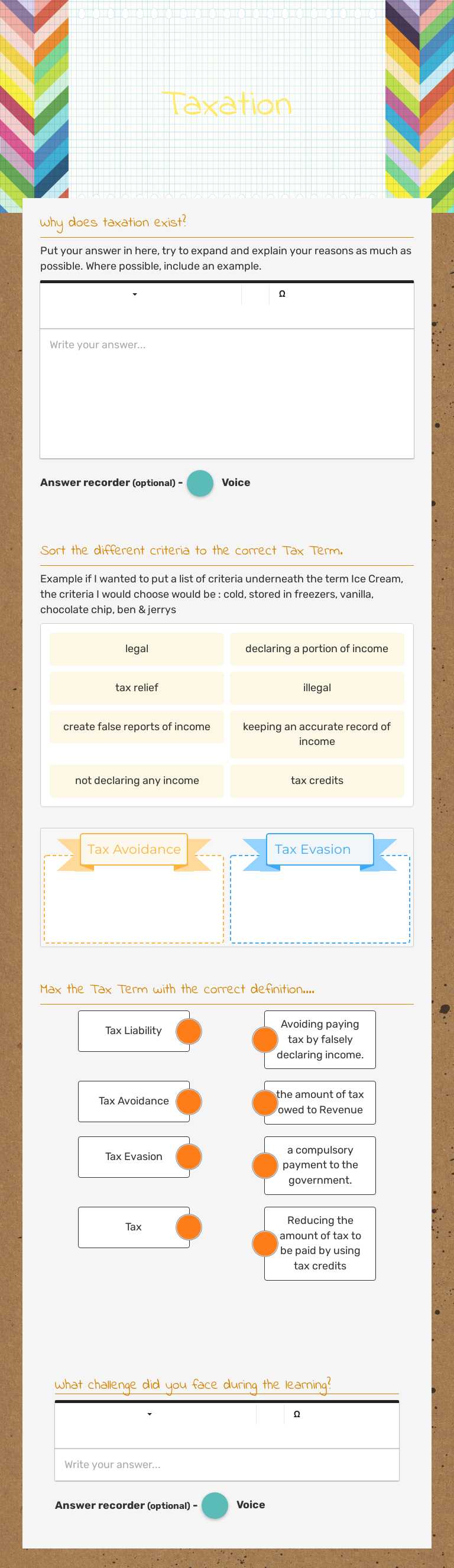 Taxation worksheet preview image