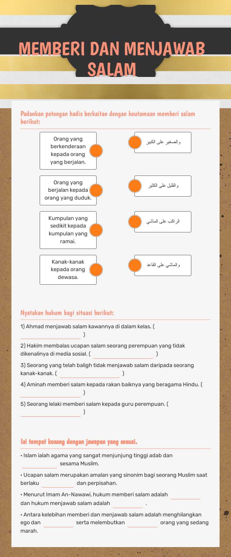 MEMBERI DAN MENJAWAB SALAM worksheet preview image