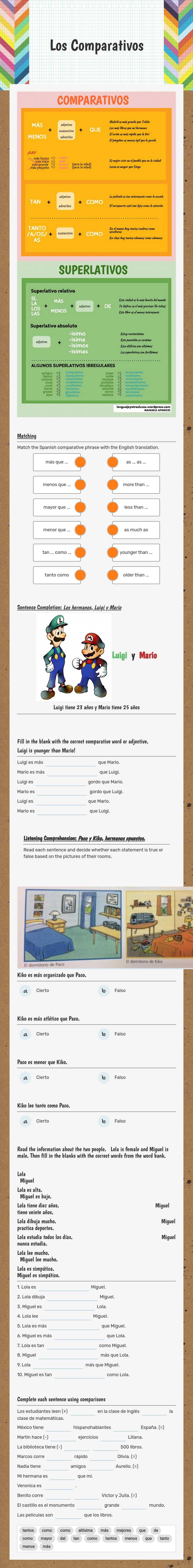 Los Comparativos worksheet preview image