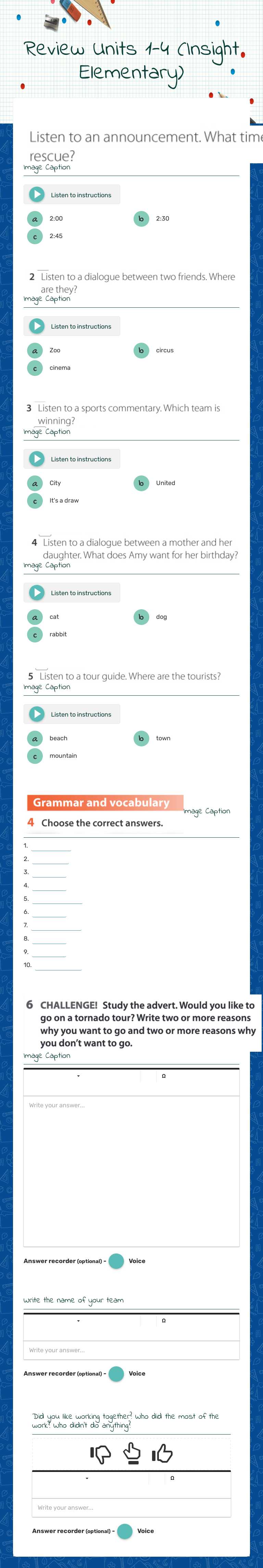 Review Units 1-4 (Insight Elementary) worksheet preview image