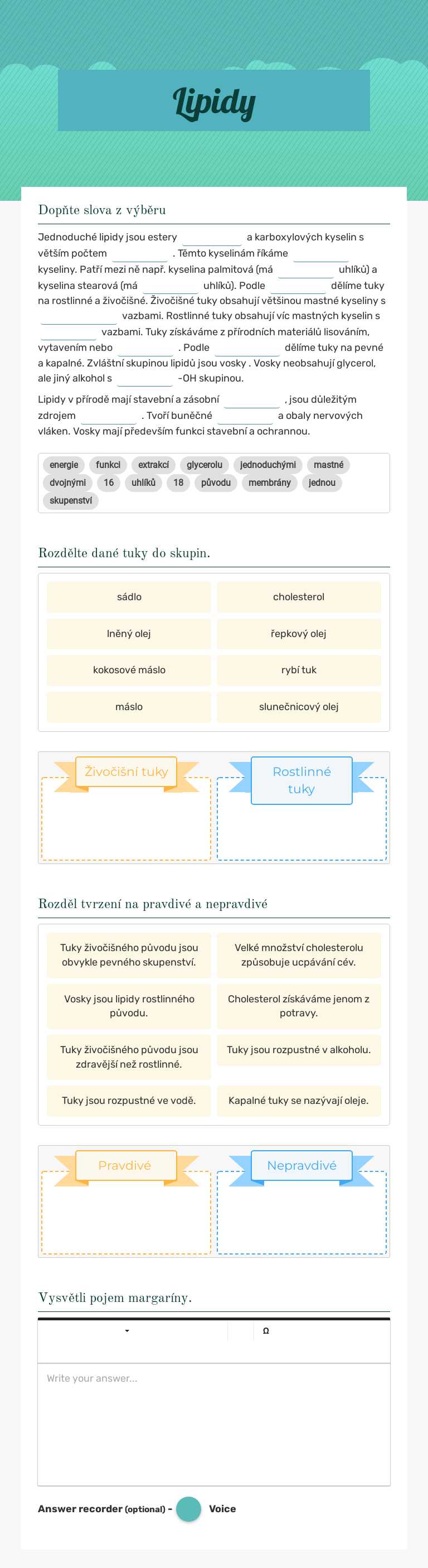 Lipidy worksheet preview image
