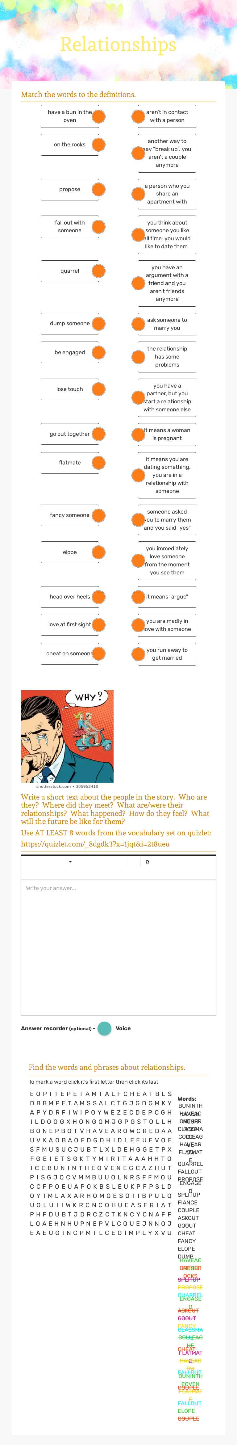 Relationships worksheet preview image