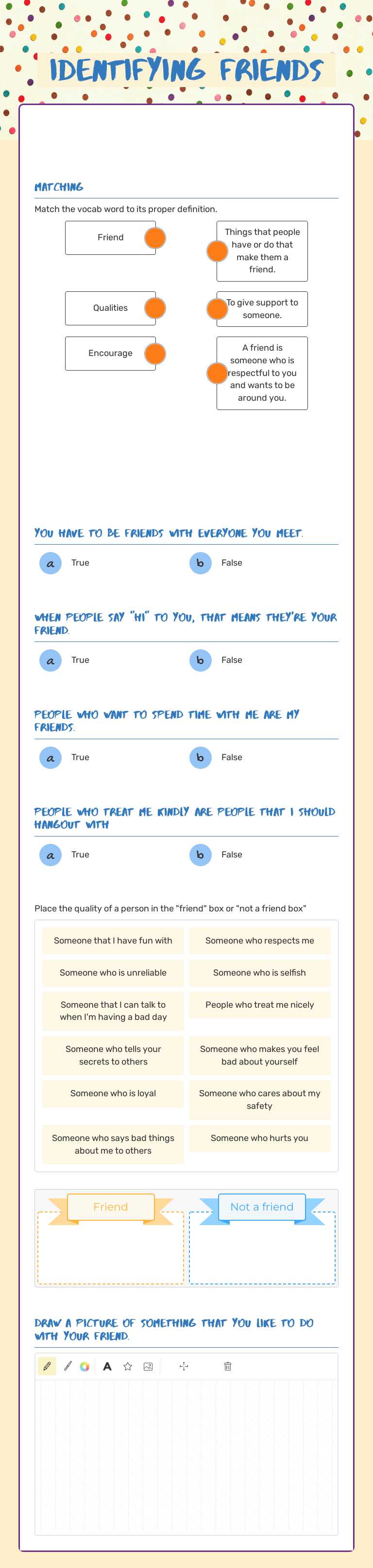 Identifying Friends worksheet preview image