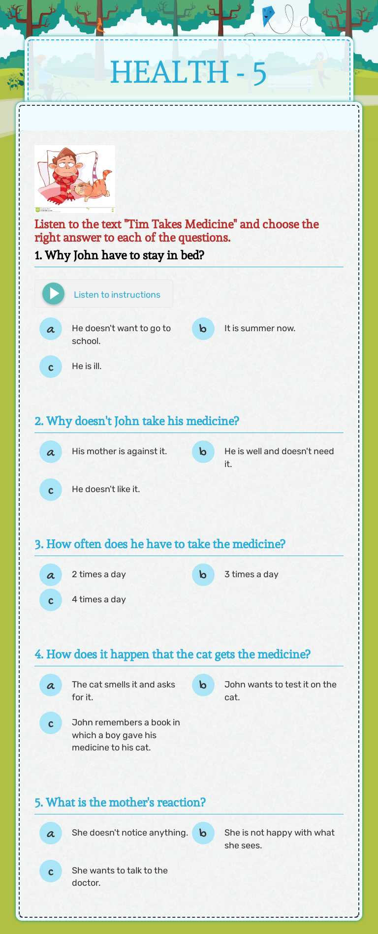 HEALTH - 5 Grade 5 worksheet preview