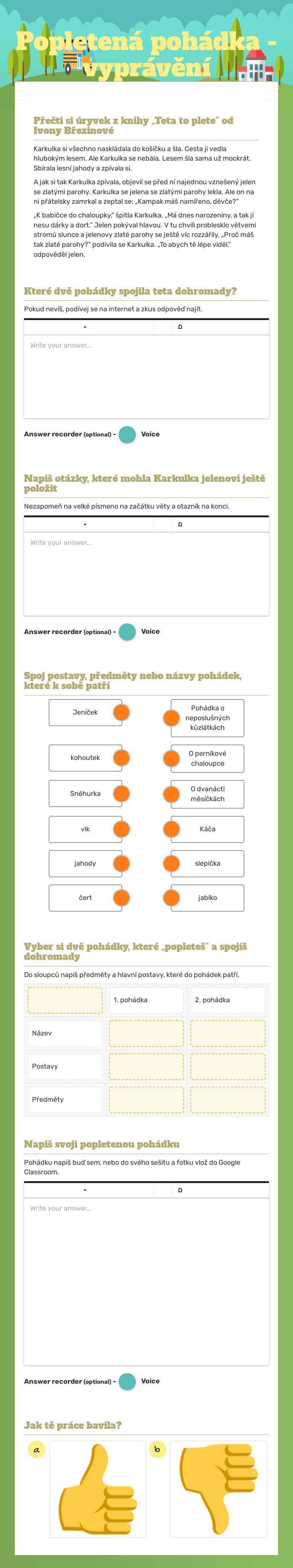 Popletená pohádka - vyprávění Grade 5 worksheet preview