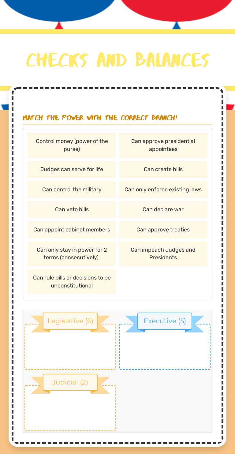 Checks and Balances worksheet preview