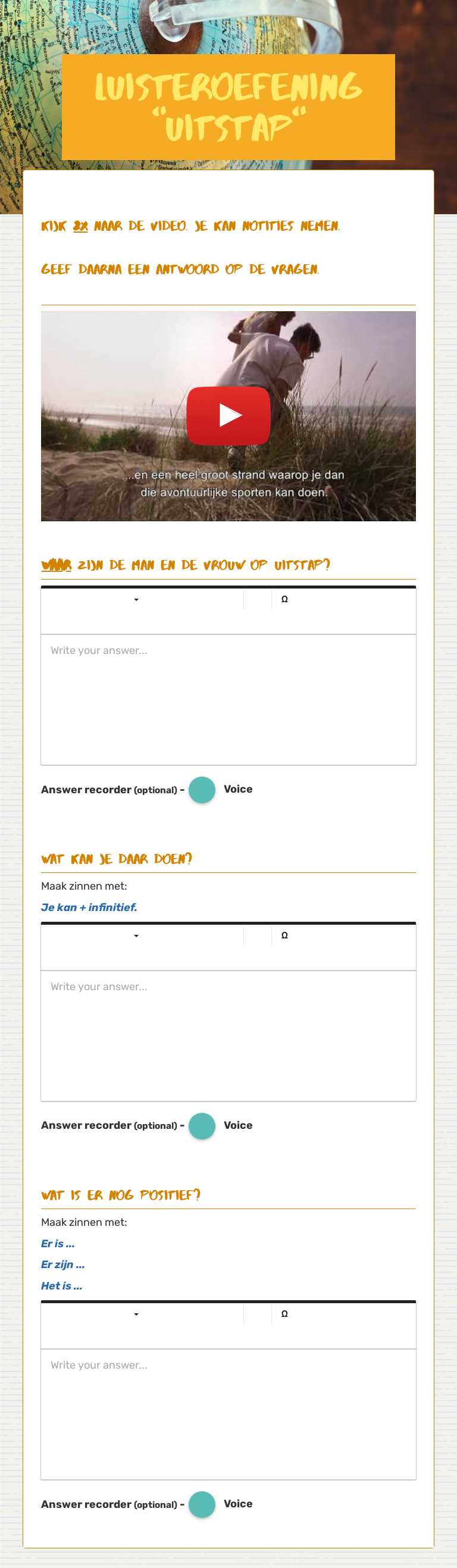 Luisteroefening "uitstap" Other worksheet preview