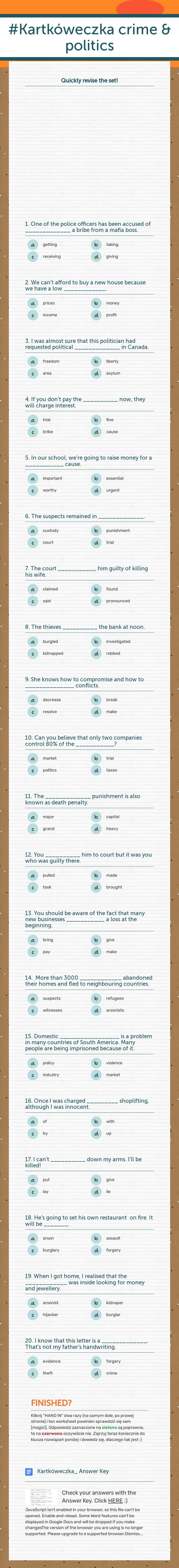#Kartkóweczka
crime & politics worksheet preview image
