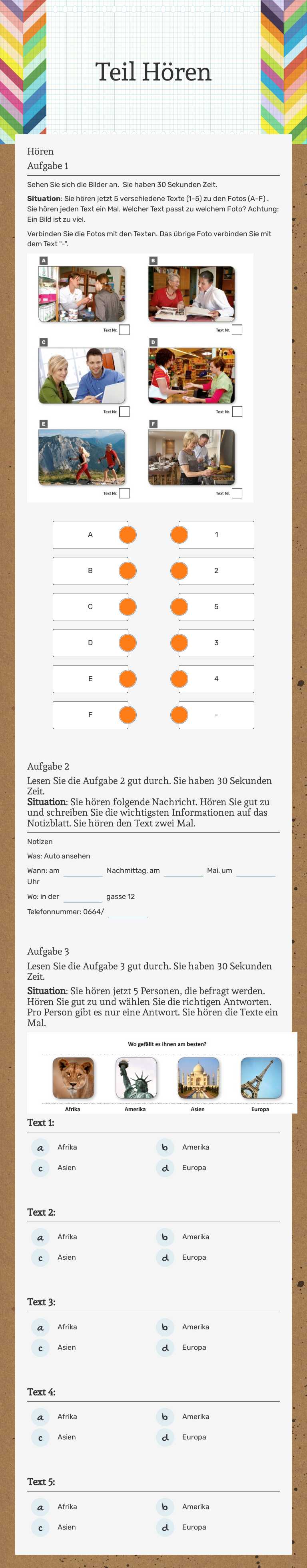 Teil Hören worksheet preview image