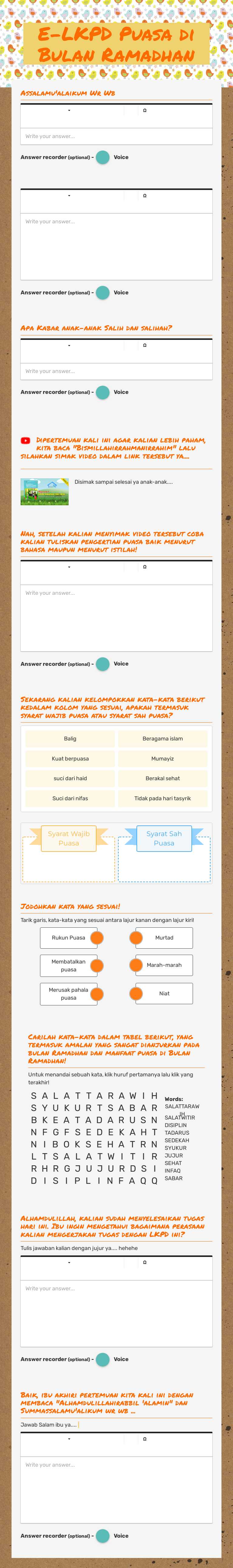 E-LKPD Puasa di Bulan Ramadhan worksheet preview image