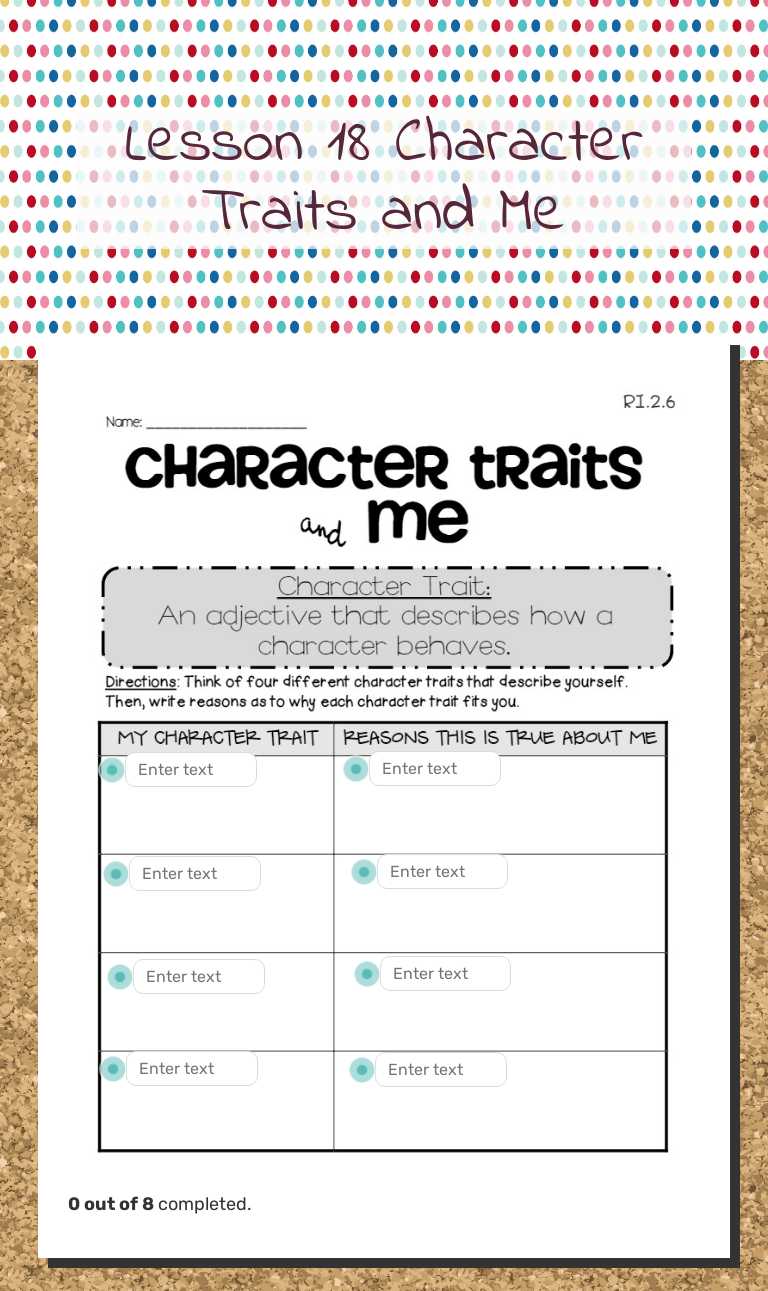 Lesson 18 Character Traits and Me worksheet preview image