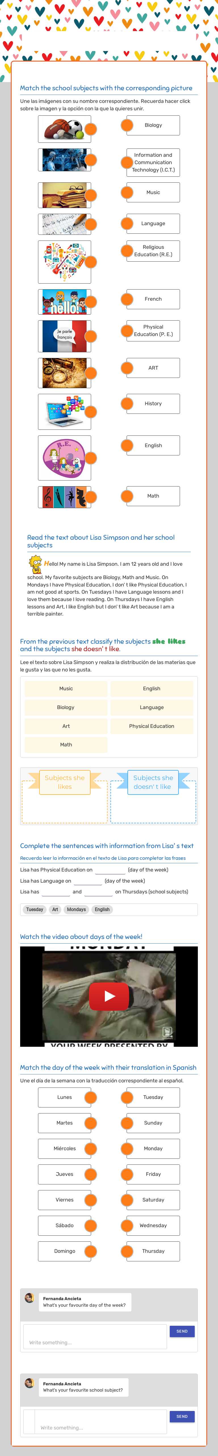 school 
subjects! Grade 4 worksheet preview