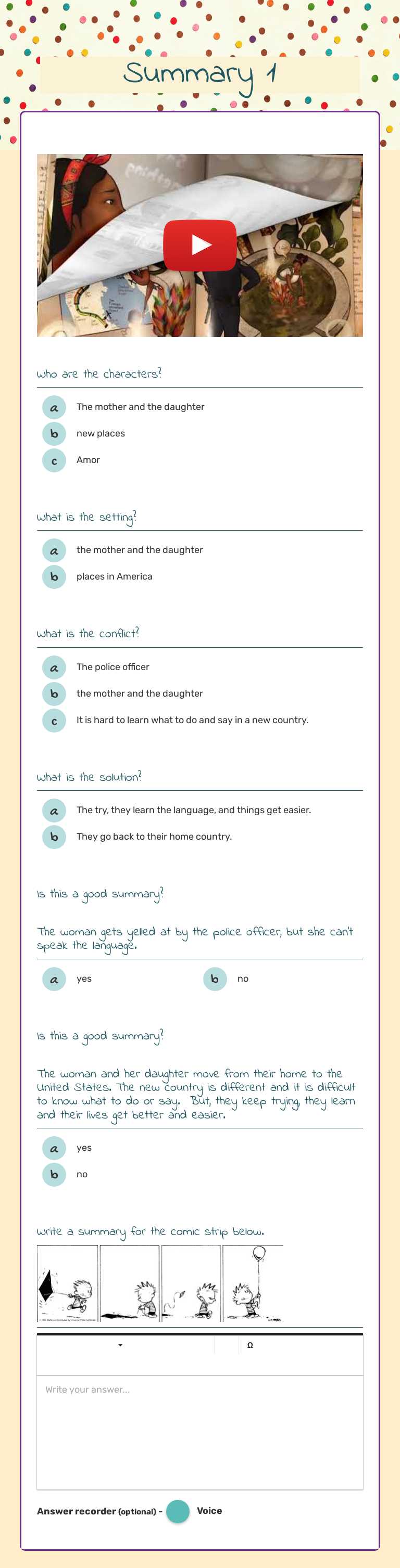 Summary 1 worksheet preview image