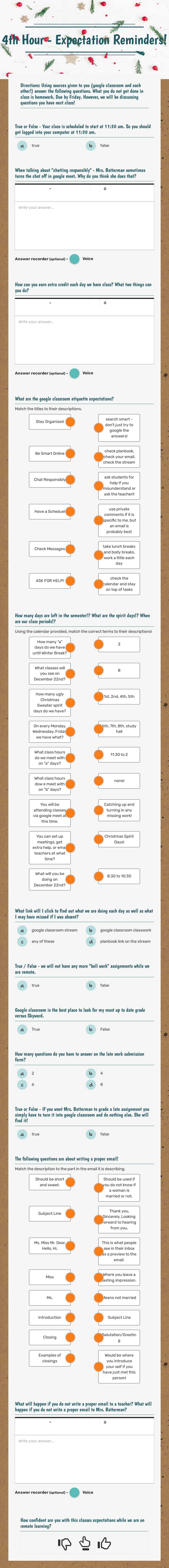 4th Hour - 
Expectation Reminders! Grade 9 worksheet preview