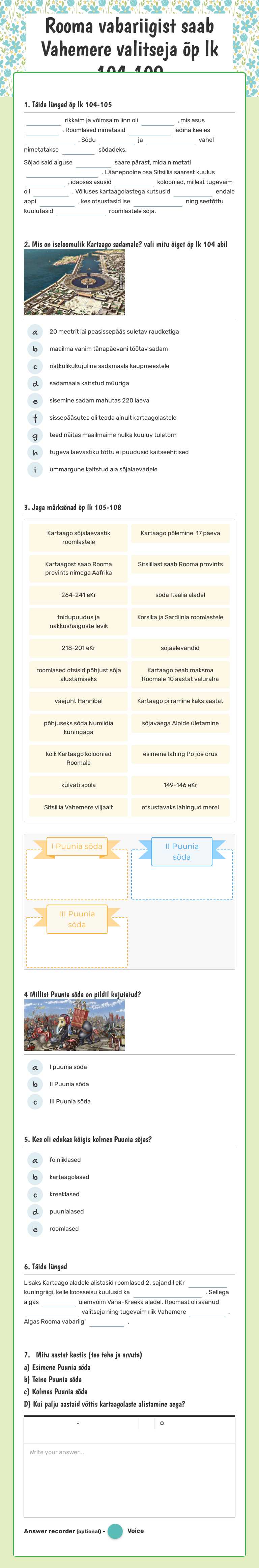 Rooma vabariigist saab Vahemere valitseja õp lk 104-109 worksheet preview image