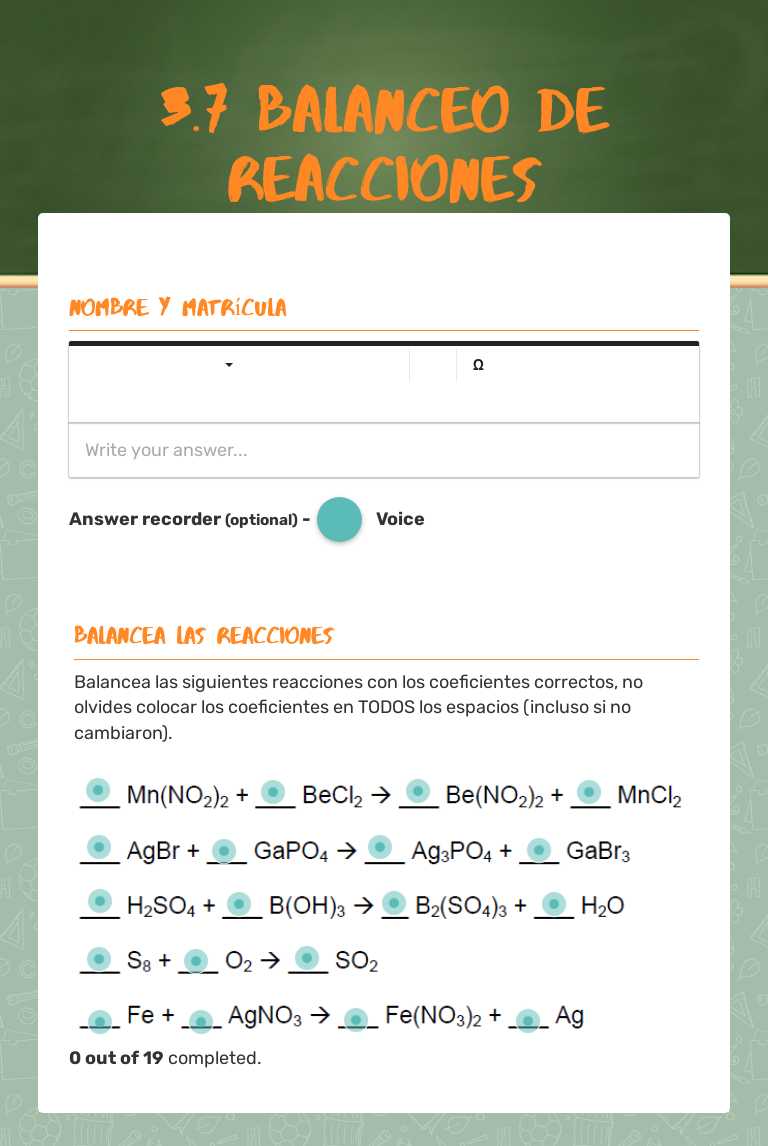 3.7 Balanceo de reacciones worksheet preview image