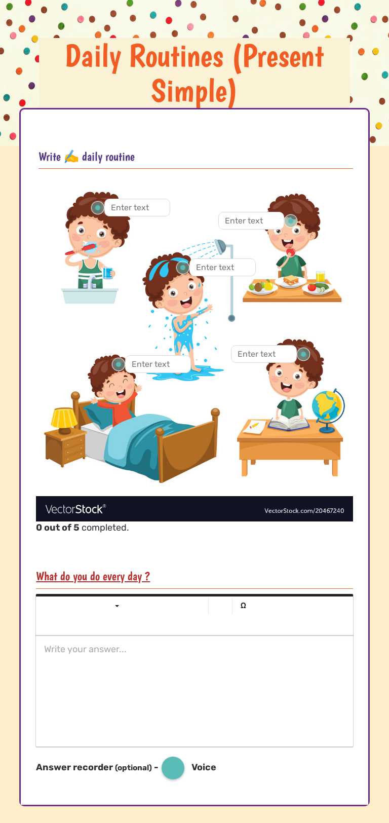 Daily Routines               
(Present Simple) worksheet preview image