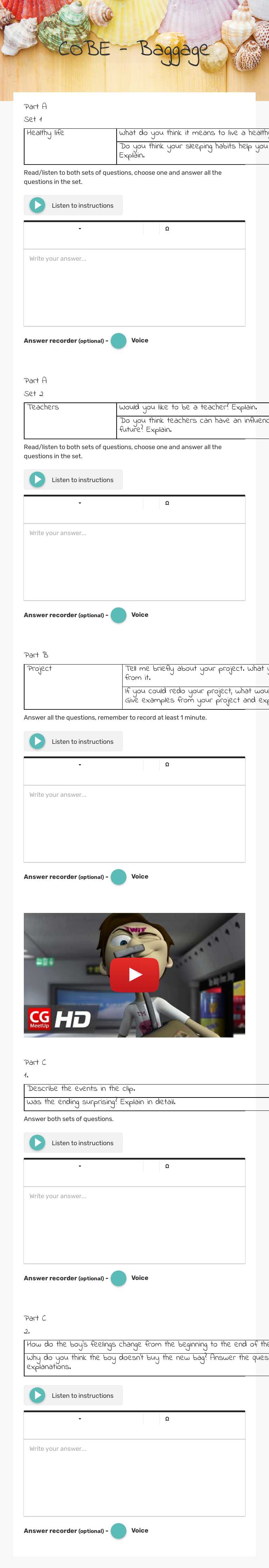 COBE - Baggage worksheet preview image