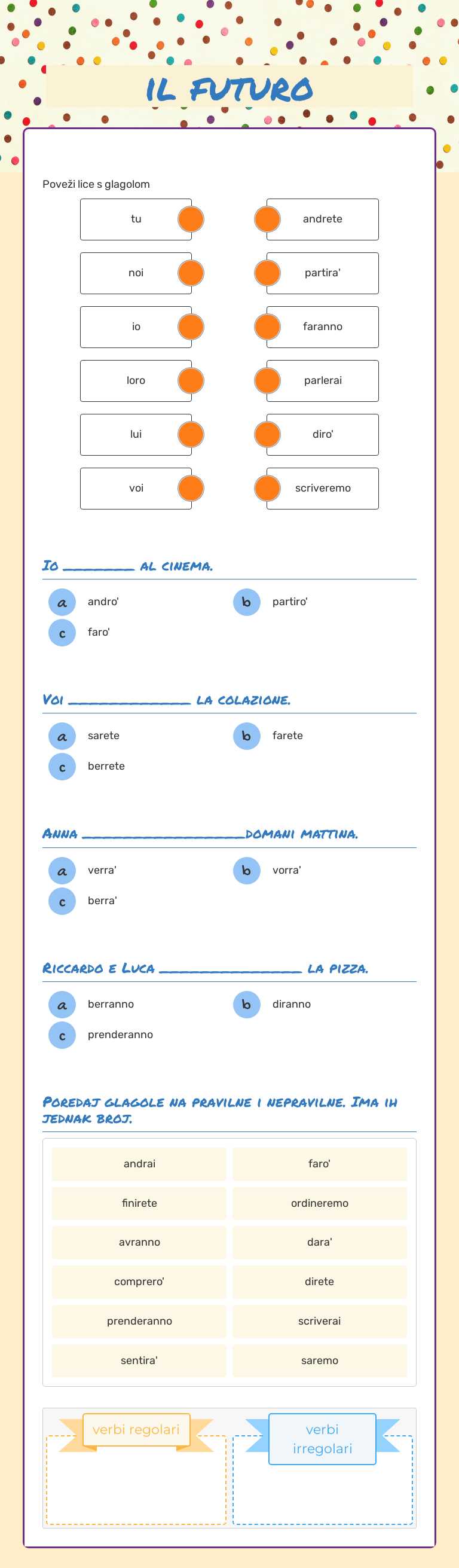 il futuro worksheet preview image
