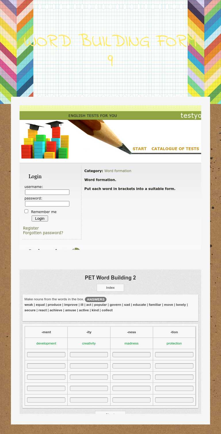 WORD BUILDING FORM 9 worksheet preview