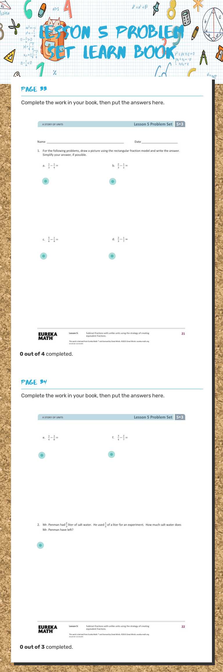 Lesson 5 Problem Set Learn Book worksheet preview image