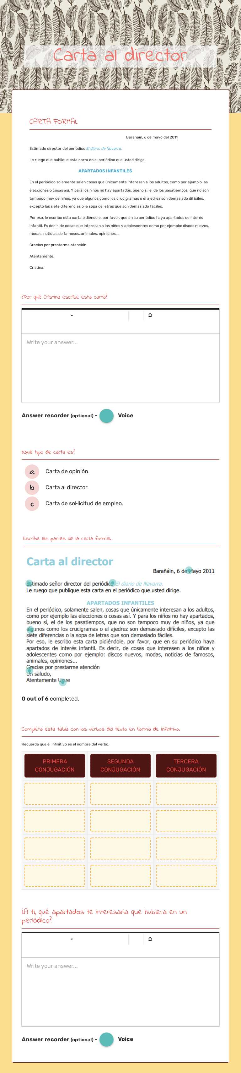 Carta al director worksheet preview image