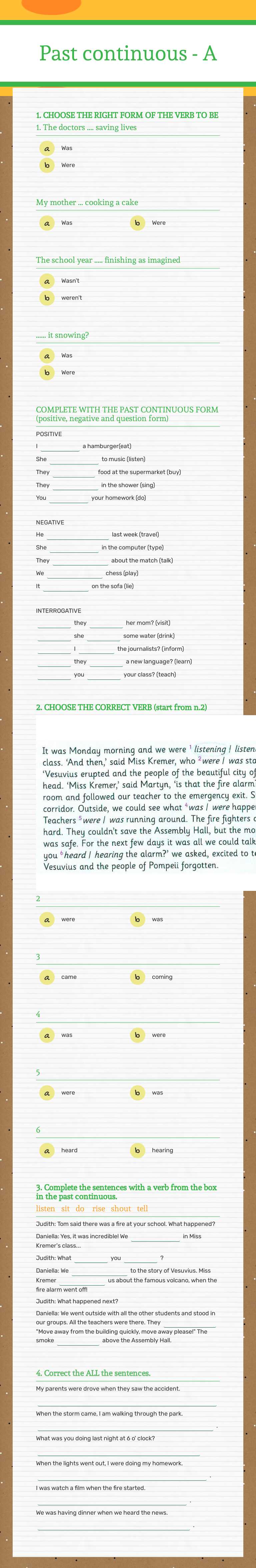 Past continuous - A worksheet preview image