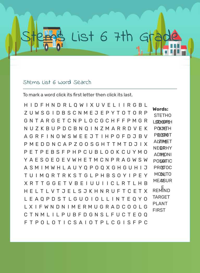 Stems List 6               
  7th Grade Grade 7 worksheet preview