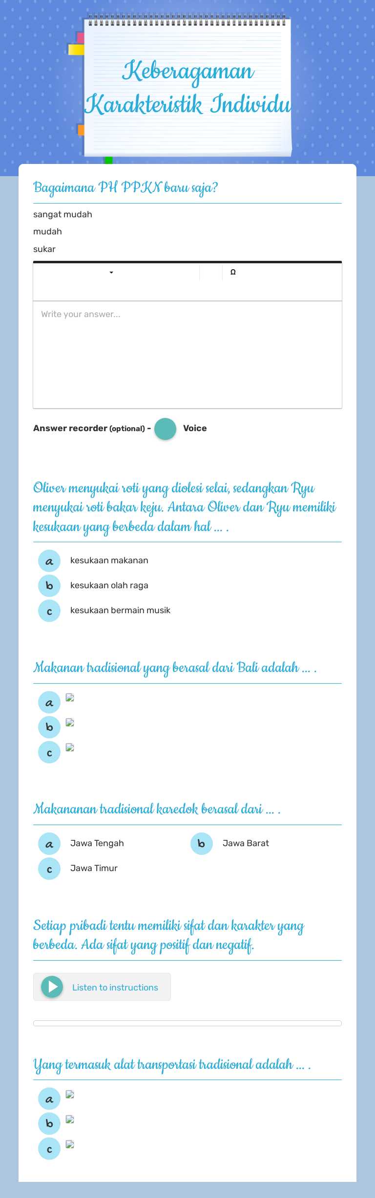 Keberagaman Karakteristik Individu worksheet preview image