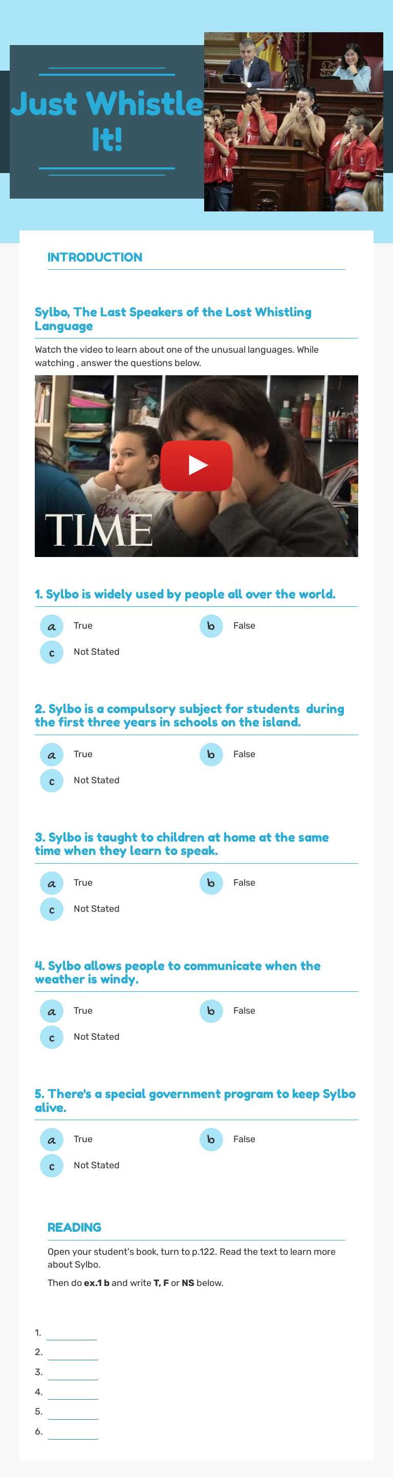 Just Whistle It! worksheet preview image