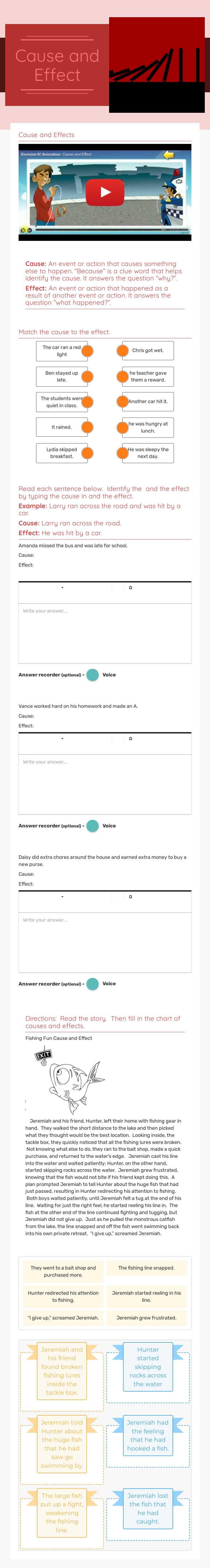 Cause and Effect worksheet preview image
