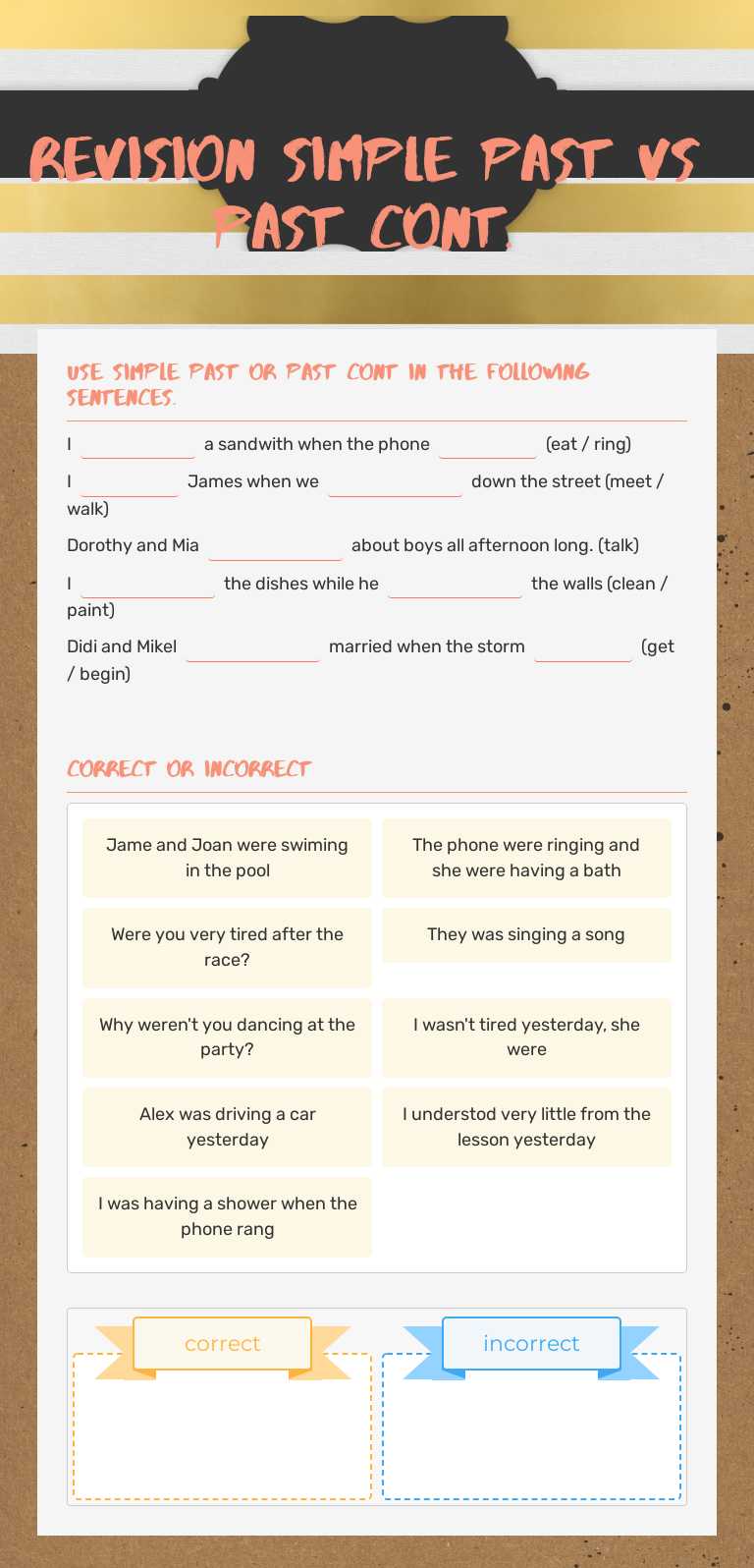 Revision Simple past vs past cont. Other worksheet preview
