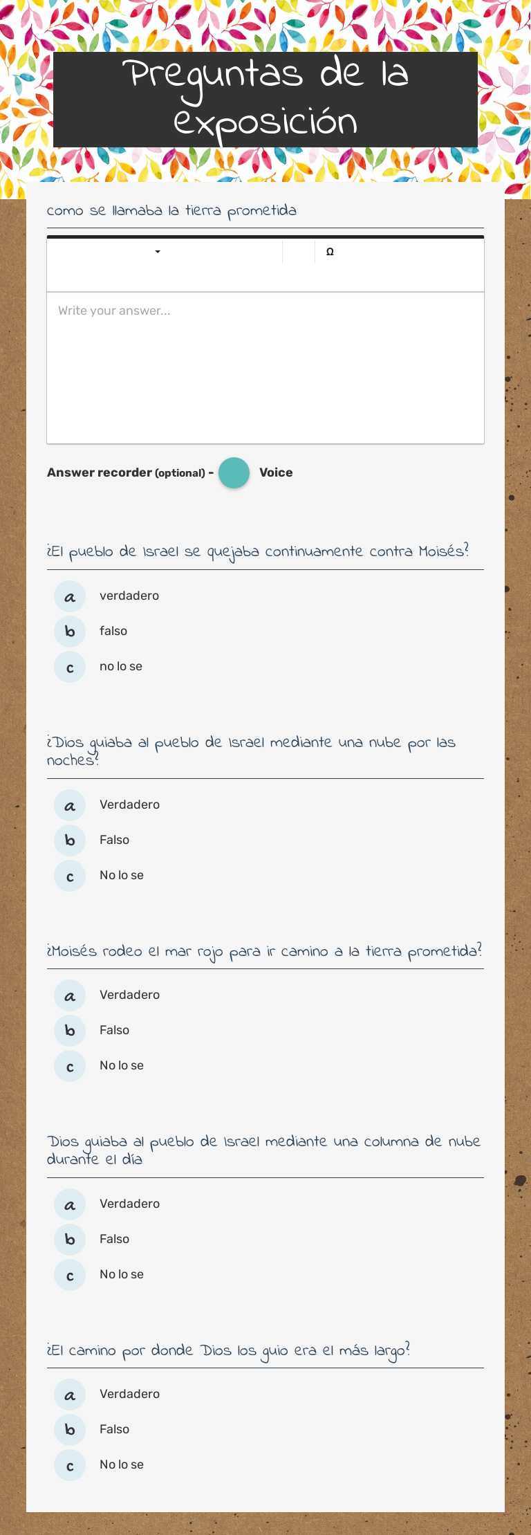 Preguntas de la exposición worksheet preview image