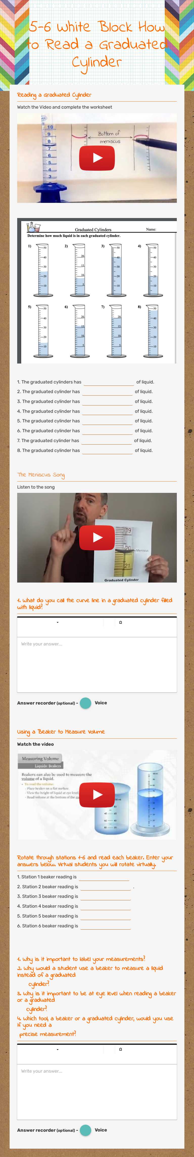 5-6 White Block       
 How to Read a Graduated Cylinder worksheet preview image