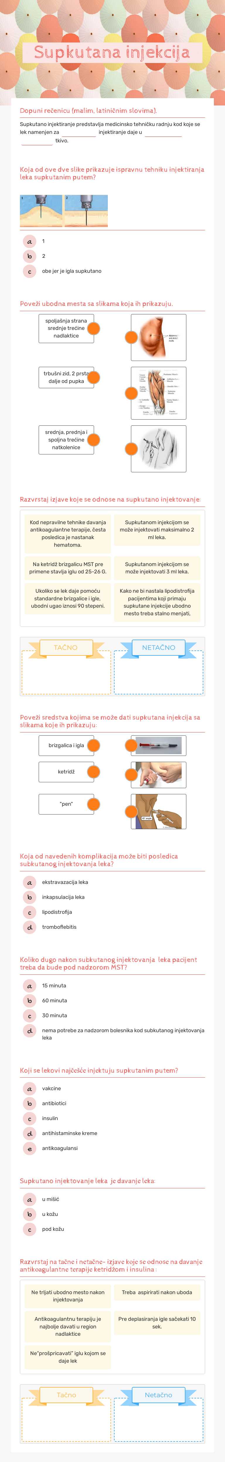 Supkutana injekcija worksheet preview image