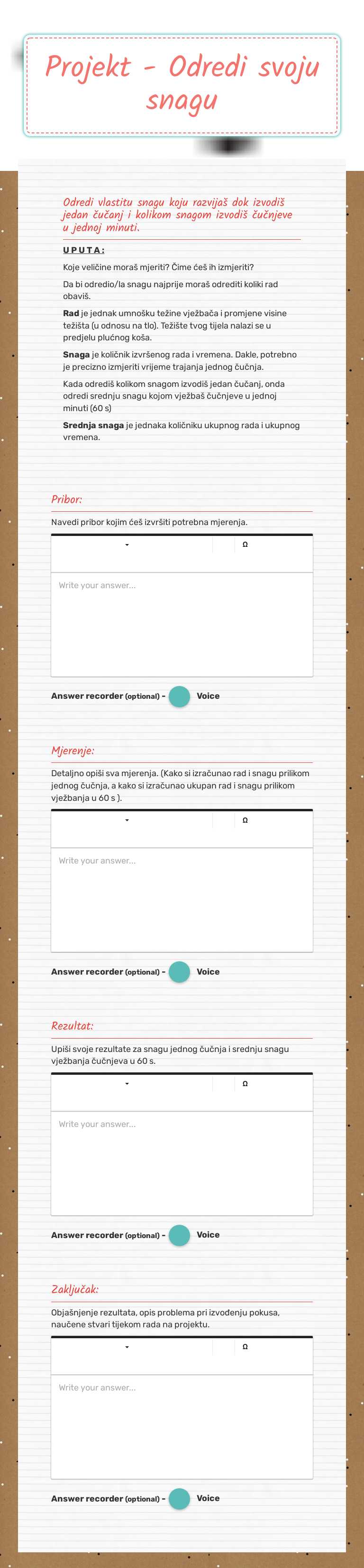 Projekt - Odredi svoju snagu worksheet preview image