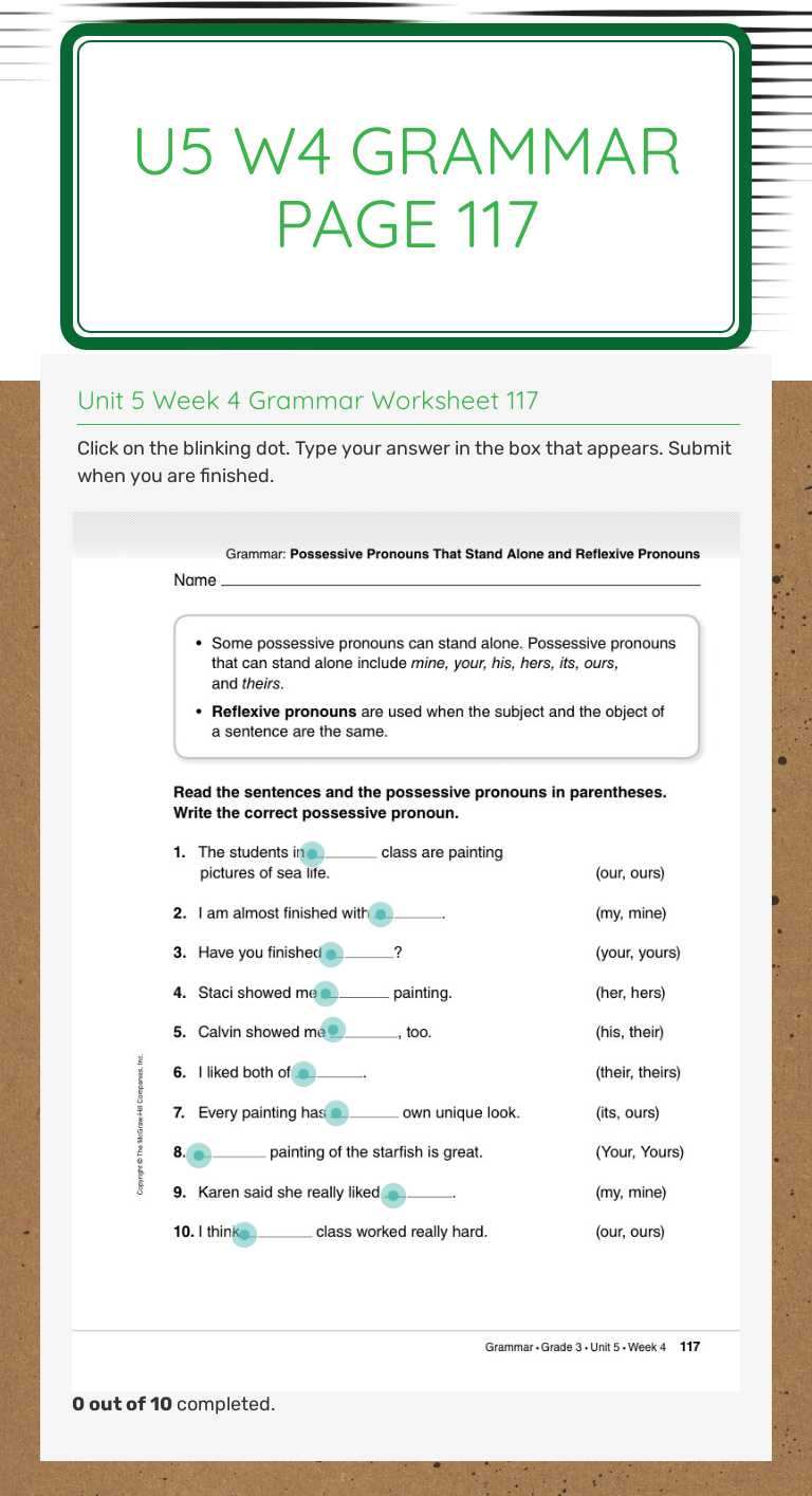 U5 W4 Grammar 
Page 117 worksheet preview image