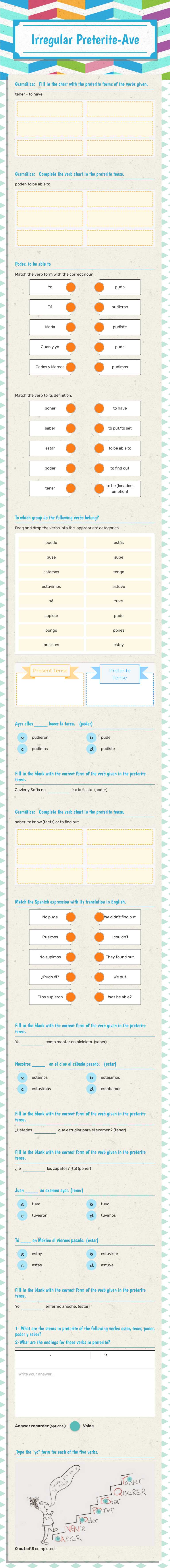 Irregular Preterite-Ave worksheet preview image